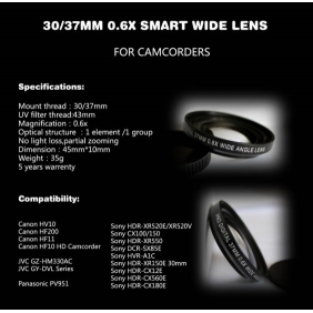 digital SLR and DSLR Camera 37-43 0.6x smart lens